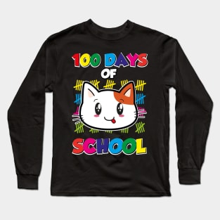 100 days of school Cute Cate Graphic Long Sleeve T-Shirt